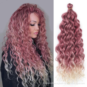 Wholesale Synthetic Crochet Braiding Hair Ocean Wave Braids Hair Extension Pre-Looped Crochet Twist Hair Bulk